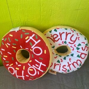 Festive Donut Holiday Pillows - Red and White